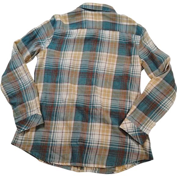 Natural Reflections Men's Brown Blue Plaid Double Breasted Button Up Size M - Picture 7 of 7